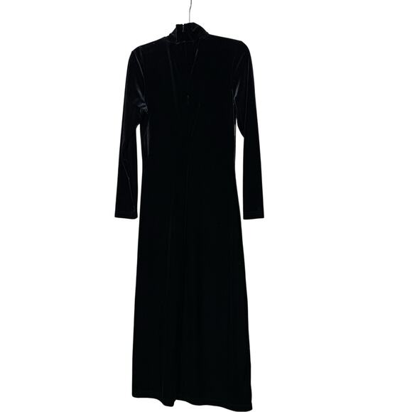 Vintage 90s Express Maxi Dress Women's 5/6 Black Velvet Long Sleeve Whimsygoth - Picture 2 of 8